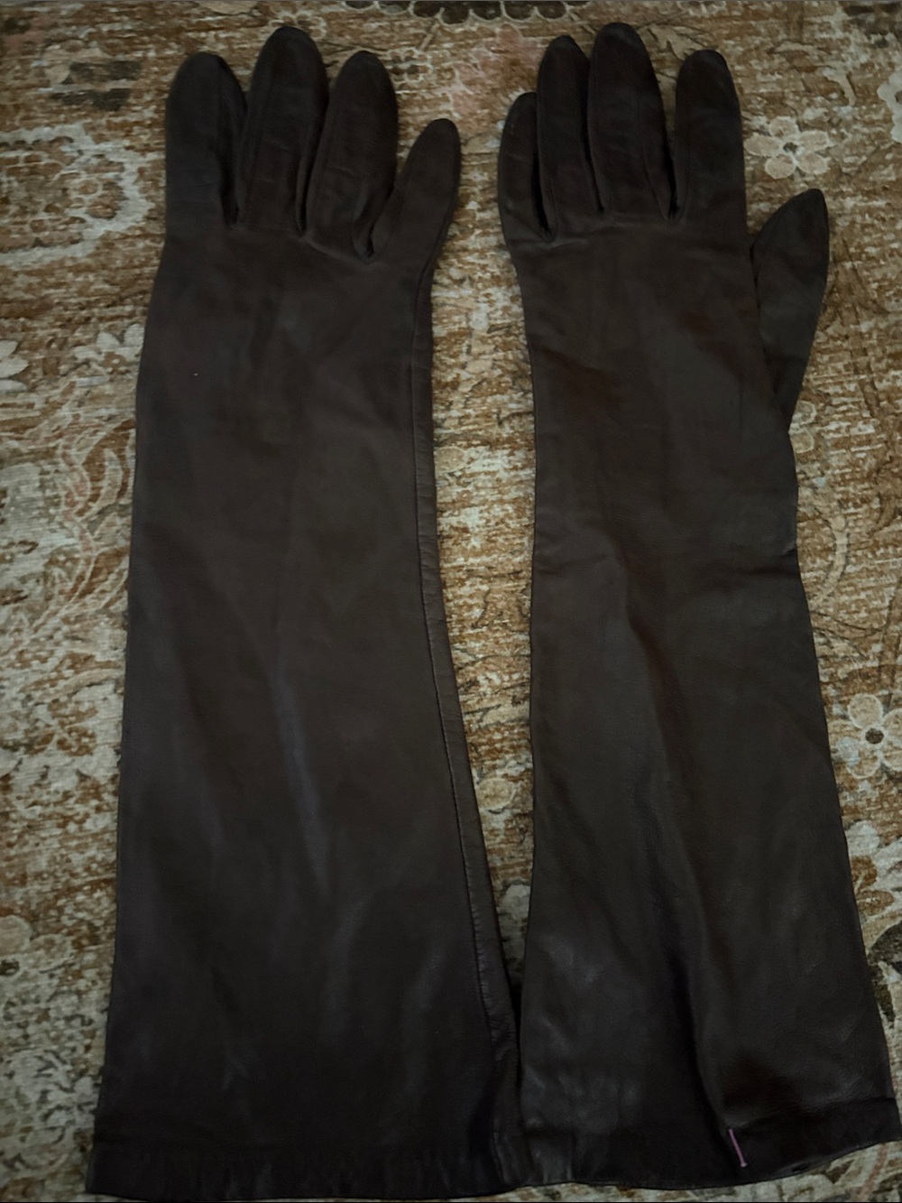 Vintage Black Long Leather Gloves